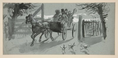 Emberek csoportja nyitott kocsiban – (azonosítatlan illusztráció) alkotó: Edwin Austin Abbey