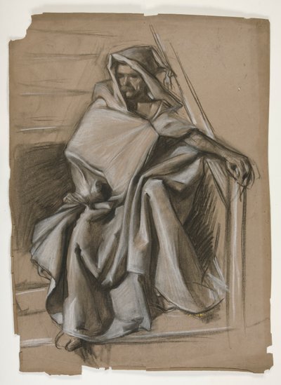Szent Grál sorozat. Hodded alak tanulmány. alkotó: Edwin Austin Abbey