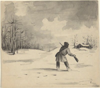 Hunter in Snow alkotó: Edwin Austin Abbey