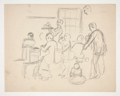 Belső étterem jelenet(?) - azonosítatlan illusztráció alkotó: Edwin Austin Abbey