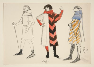 Zsonglőr és Gent, jelmezvázlat Henry Irving számára alkotó: Edwin Austin Abbey
