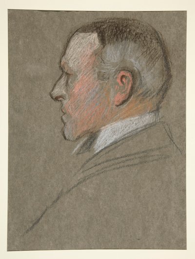 A férfi bal oldali profilú feje, Edward koronázása alkalmából. VII alkotó: Edwin Austin Abbey