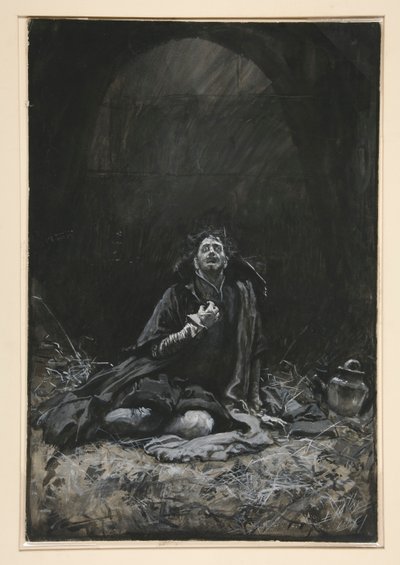 Malvolio a börtönben, illusztráció a III. felvonáshoz, iv. jelenet, Tizenkettedik éjszaka alkotó: Edwin Austin Abbey