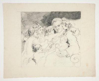 Férfi gyerekekkel körülötte - azonosítatlan illusztráció alkotó: Edwin Austin Abbey