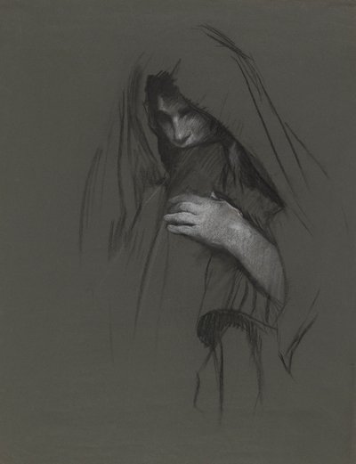Mária, Kleofás felesége, tanulmányozza a Három Máriát alkotó: Edwin Austin Abbey