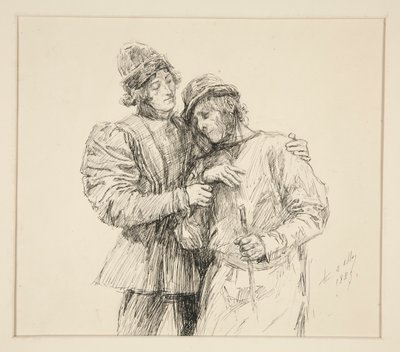 Orlando és Ádám, Illusztráció a II. felvonáshoz, iv. jelenet, Ahogy tetszik alkotó: Edwin Austin Abbey
