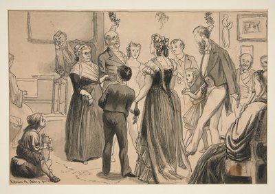 Buli egy viktoriánus otthonban – azonosítatlan illusztráció alkotó: Edwin Austin Abbey