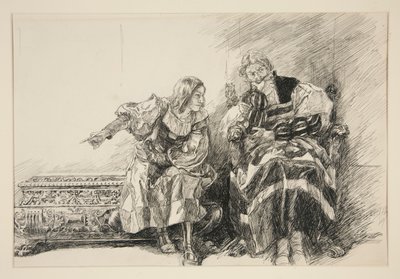 Proteus és a herceg, a III. felvonás i. jelenetéből: Két veronai úr alkotó: Edwin Austin Abbey