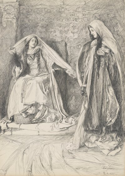 Rebecca és Rowena, illusztráció Ivanhoe számára alkotó: Edwin Austin Abbey
