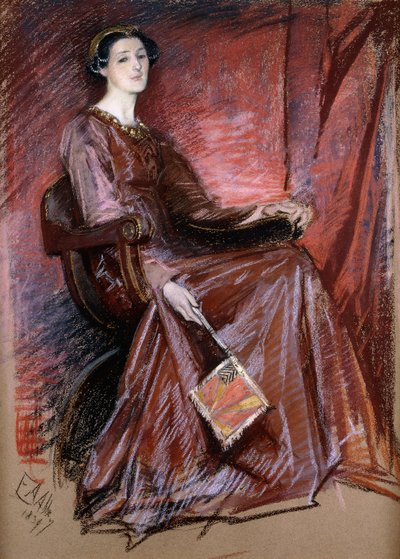 Ülő nő Erzsébet-korabeli fejdíszben, 1897 alkotó: Edwin Austin Abbey