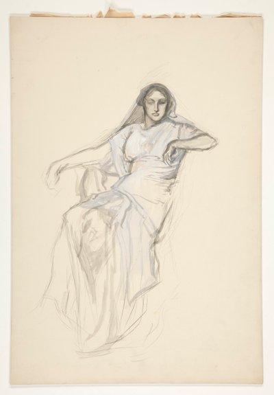 Ülő hölgy, vázlat egy azonosítatlan Shakespeare-darabhoz alkotó: Edwin Austin Abbey