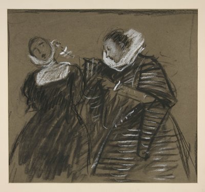 Vázlat a cickány megszelídítéséhez (?) alkotó: Edwin Austin Abbey