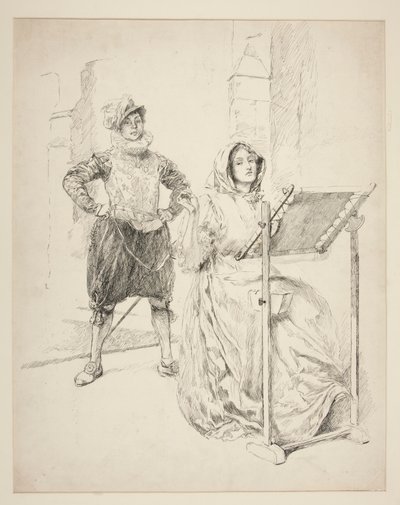 Vázlat a Nárcisz dalhoz alkotó: Edwin Austin Abbey