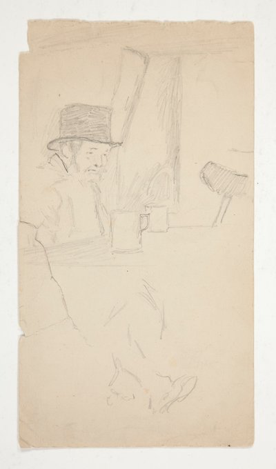 Vázlat egy nyomorék férfiról, aki az asztalnál ül a bárban alkotó: Edwin Austin Abbey