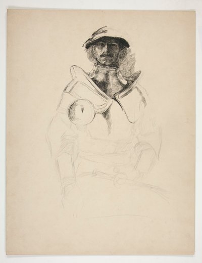 Vázlat egy páncélos lovagról alkotó: Edwin Austin Abbey