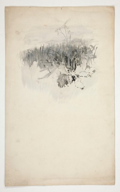 Vázlat egy fiatal fáról, egy mezőről alkotó: Edwin Austin Abbey