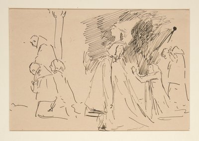 Tanulmány a papnak és a nagyasszonynak (akvarell) alkotó: Edwin Austin Abbey
