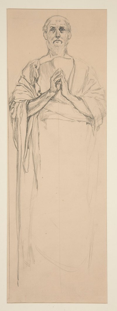 Tanulmány egy ólomüveg ablakhoz, amely a párizsi Szent Pétert ábrázolja alkotó: Edwin Austin Abbey