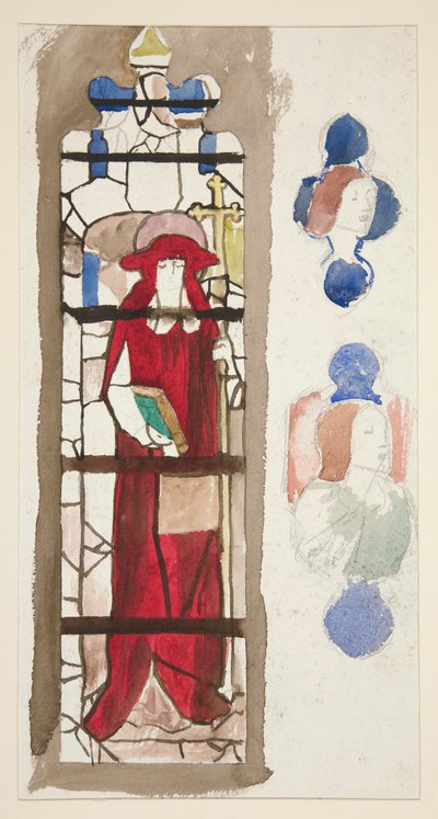 Tanulmány egy azonosítatlan ólomüveg ablakhoz, amely egy bíborost (?) ábrázol alkotó: Edwin Austin Abbey