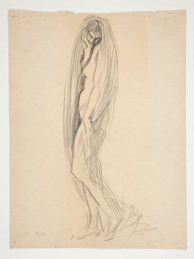Tanulmány a szám 7 pm számára alkotó: Edwin Austin Abbey