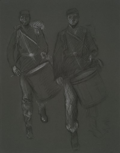 Tanulmány két polgárháborús dobos figurájához, in alkotó: Edwin Austin Abbey