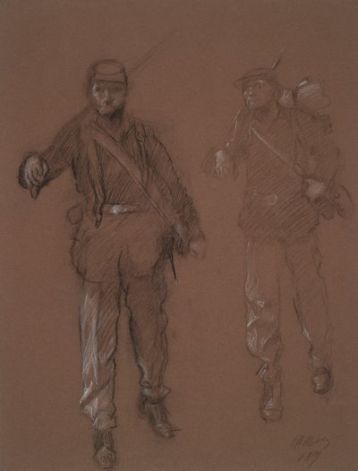 Tanulmány két polgárháborús katona alakjaihoz, in alkotó: Edwin Austin Abbey