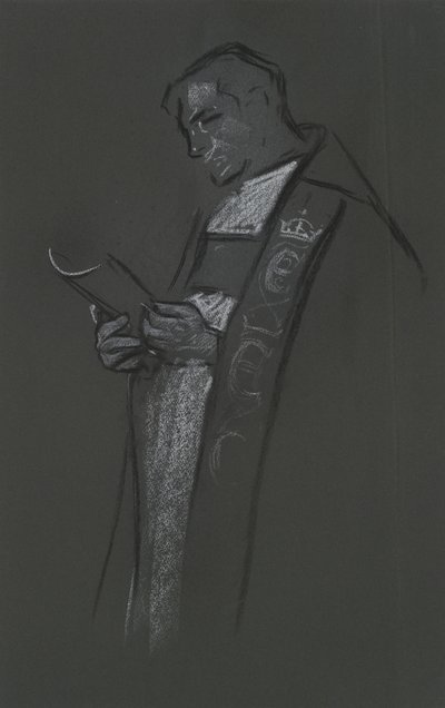 Püspök tanulmánya VII. Edward koronázására alkotó: Edwin Austin Abbey