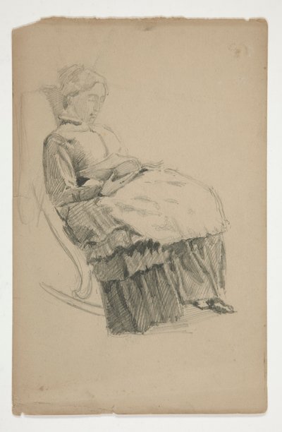 Tanulmány egy idős nőről hintaszékben, olvas alkotó: Edwin Austin Abbey