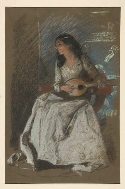 Tanulmány egy mandolin játszó hölgyről alkotó: Edwin Austin Abbey