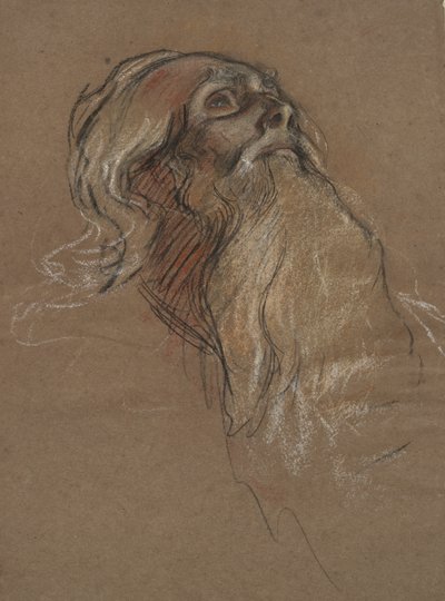 Tanulmány Amfortas király fejéről, mert alkotó: Edwin Austin Abbey