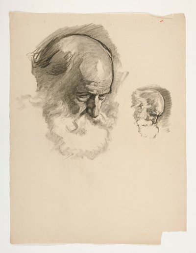 Tanulmány egy öreg szakállas férfi fejéről, Arthur király számára alkotó: Edwin Austin Abbey