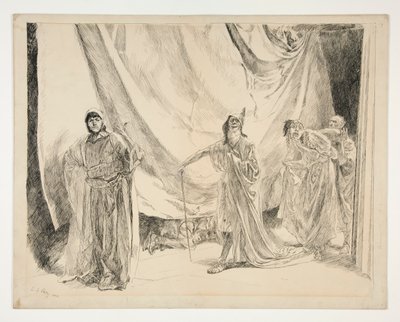 A játékosok visszatérése, illusztráció az V. felvonáshoz, I. jelenet, Szentivánéj alkotó: Edwin Austin Abbey