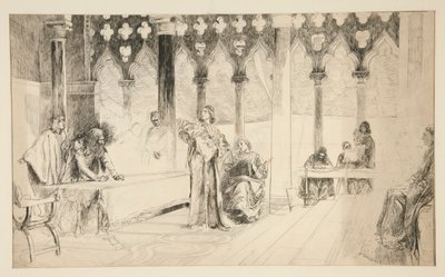 Próbajelenet, a Velencei kereskedőtől alkotó: Edwin Austin Abbey