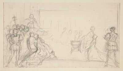 Katalin királynő tárgyalása, tanulmány alkotó: Edwin Austin Abbey