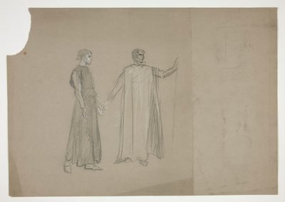 Két ábra: korai tanulmány alkotó: Edwin Austin Abbey