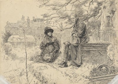 Két alak a templomkertben alkotó: Edwin Austin Abbey