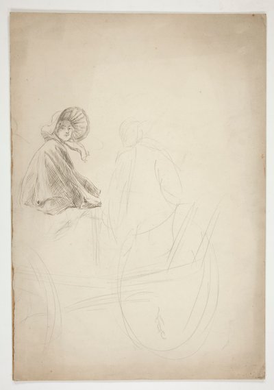 Két figura egy kocsin ülve - (azonosítatlan illusztráció) alkotó: Edwin Austin Abbey
