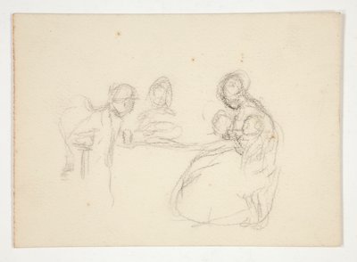 Azonosítatlan illusztráció- Ábrák tanulmányozása egy asztalnál. Hátoldalon ülő férfi. alkotó: Edwin Austin Abbey