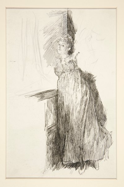 Nő az ablaknál - azonosítatlan illusztráció alkotó: Edwin Austin Abbey