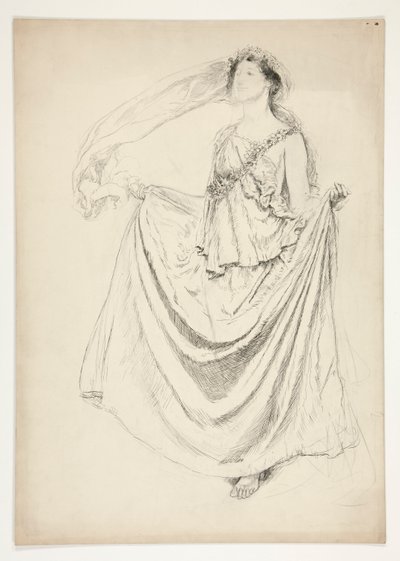 Nő tógában, füzérekkel, vázlat egy azonosítatlan Shakespeare-darabhoz alkotó: Edwin Austin Abbey