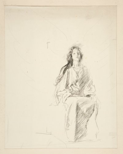 Ülő nő, vázlat egy azonosítatlan Shakespeare-darabhoz alkotó: Edwin Austin Abbey