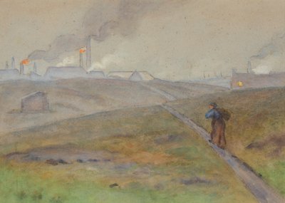 A fekete ország változata, tájkép (akvarell papíron) alkotó: Edwin Butler Bayliss