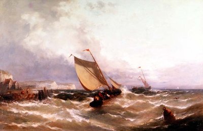 Horgászcsónakok a partvonal mellett alkotó: Edwin Hayes