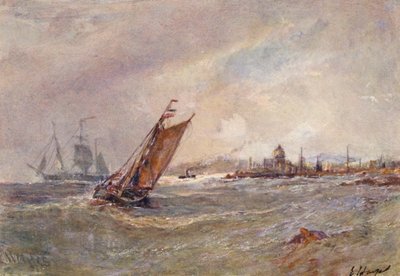 St Peter Port, Guernsey (színes litográfia) alkotó: Edwin Hayes