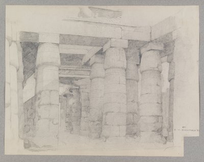Khonsu temploma Karnakban, 1887 (grafit texturált szőtt papíron) alkotó: Edwin Howland Blashfield