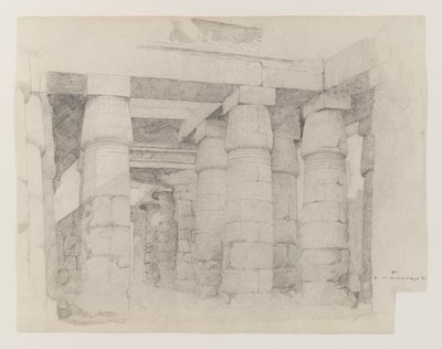 Khonsu temploma Karnakban, 1887 (grafit szőtt papíron) alkotó: Edwin Howland Blashfield