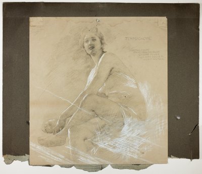 Terpsichore (recto) és Táncoló női figura (verso), Mural Studies for Drawing Room Ceiling, Collis P. Huntington lakóhelye, jelenleg a Yale Egyetem Művészeti Galériája alkotó: Edwin Howland Blashfield