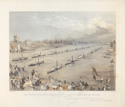 A városi gőzhajók flottája felülvizsgálaton utasítja el a Chalsea-t a londoni éves megemlékezésen alkotó: Edwin Jewitt