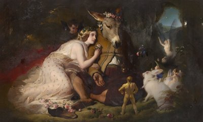 Jelenet a Szentivánéji álomból. Titánia és alja alkotó: Edwin Landseer