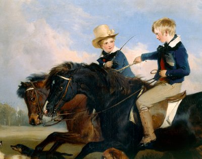 A Hon E. S. Russell és testvére (a 369434 részlete) (olaj a panelen) alkotó: Edwin Landseer